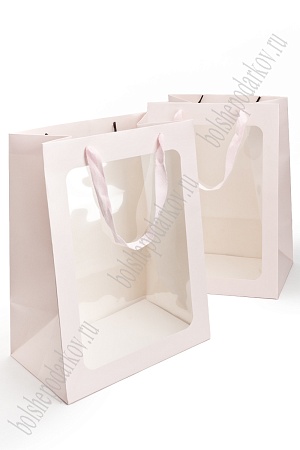 Пакет крафтовый с окошком 25*35*16 см (12 шт) SF-7488, розовый