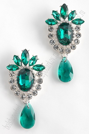 Серединка ювелирная с подвеской (2 шт) SF-5958, серебро/изумрудный №14