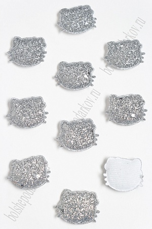 Патч 3D с блестками &quot;Котёнок&quot; 2,9*3,2 см (20 шт) SF-3162, серебряный