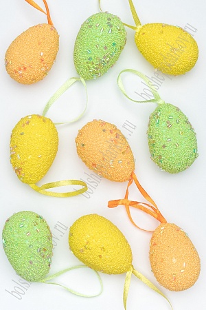 Пасхальный декор &quot;Яйца с лентой&quot; 3,5*5 см (9 шт) SF-7477, ассорти №1