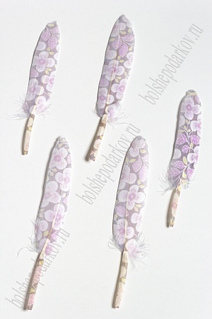 Перья декоративные 15*2,2 см (10 шт) &quot;Цветочек&quot; фиолетовый