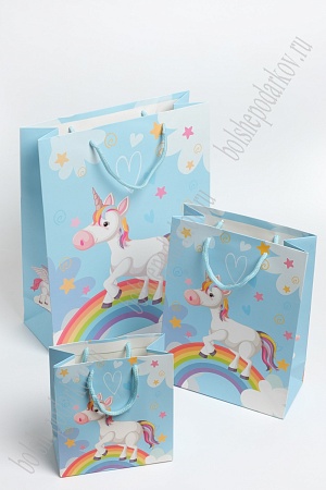 Пакет &quot;Единорог&quot; 14*15*7 см (12 шт) SF-7106, голубой (NPA050)