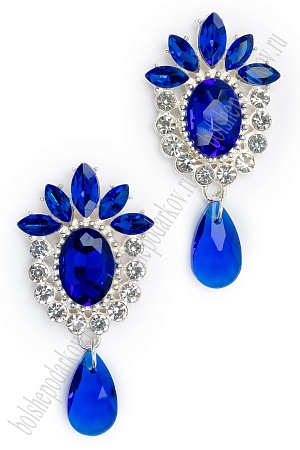 Серединка ювелирная с подвеской (2 шт) SF-5958, серебро/синий №18