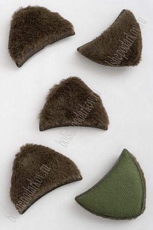 Патч меховой &quot;Ушки&quot; 6,5*5 см (10 шт) SF-3164, темно-фисташковый