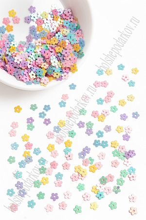 Пайетки &quot;Цветочки №2&quot; 4 мм*100 гр (SF-6089) ассорти