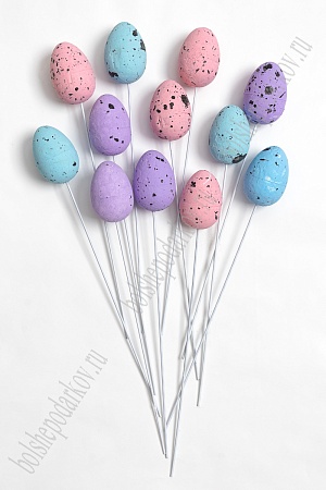 Пасхальный декор &quot;Яйцо на палочке&quot; 2,5*3,5 см (12 шт) SF-7202, ассорти №3