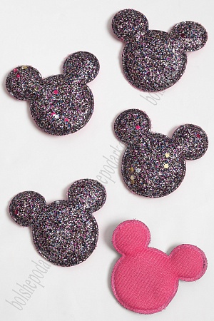 Патч 3D с блестками &quot;Мультик&quot; 6*5,2 см (10 шт) SF-3163, черный/фукси