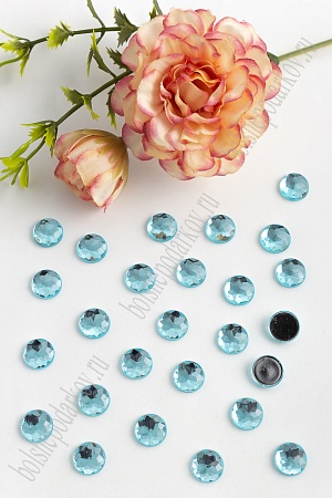 Стразы граненые 10 мм, круглые (100 шт) SF-1591, голубой