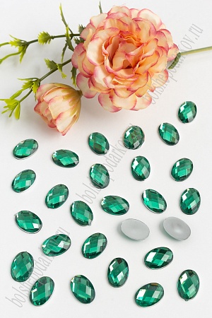 Стразы граненые 10*14 мм, овал (100 шт) SF-1608, зеленый