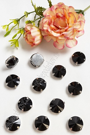 Стразы пришивные 16 мм &quot;Круг&quot; (20 шт) SF-3704, черный №16