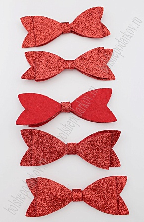 Патч с блестками 10*3 см &quot;Бантик&quot; (10 шт) SF-1873, красный