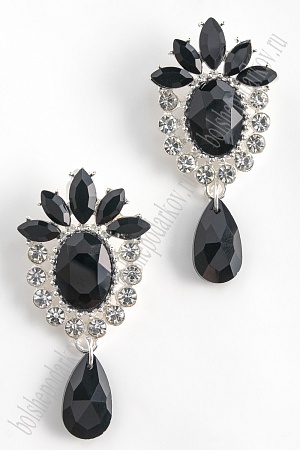 Серединка ювелирная с подвеской (2 шт) SF-5958, серебро/черный №06