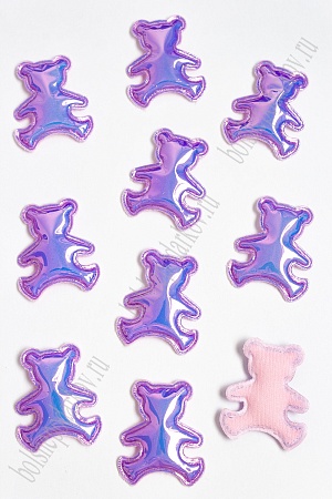 Патч глянец &quot;Мишка&quot; 4*3,5 см (10 шт) SF-2972, сиреневый хамелеон