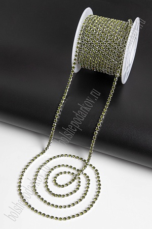 Стразы в бобине SS8М (2,4 мм*10 ярд) SF-2054, фисташковый в серебряной оправе