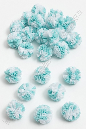 Помпоны декоративные 2,5 см (50 шт) SF-5827, белый/аквамариновый №2/26