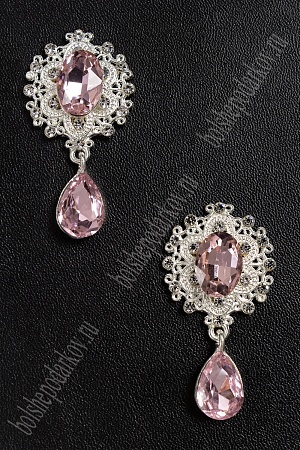 Серединка ювелирная с подвеской (2 шт) SF-4482, серебро/розовый №13