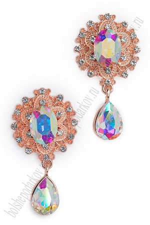 Серединка ювелирная с подвеской (2 шт) SF-4482, золото/радужный №29