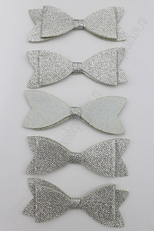 Патч с блестками 10*3 см &quot;Бантик&quot; (10 шт) SF-1873, серебро