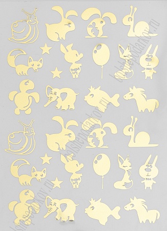 Набор наклеек из термотрансферной пленки &quot;Ассорти&quot; №9, золото