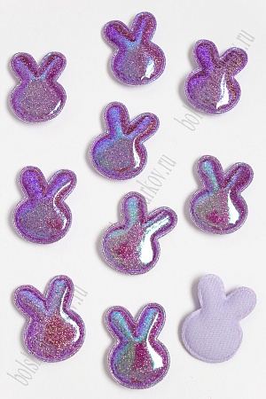 Патч глянец с блестками &quot;Зайка&quot; 4,3*3,2 см (10 шт) SF-2971, сиреневый хамелеон