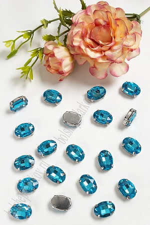 Стразы пришивные 14 мм &quot;Овал&quot; (20 шт) SF-3701, голубой №12