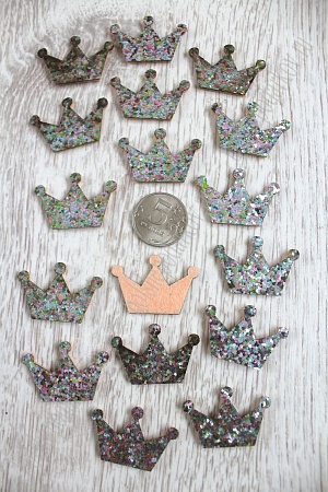 Патч с пайетками &quot;Корона&quot; 3,5*2,5 см (20 шт) SF-1528, голубой