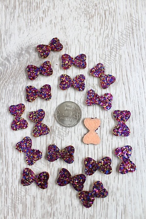 Патч с пайетками &quot;Бантик&quot; 2,5*1,7 см (30 шт) SF-1530, фукси