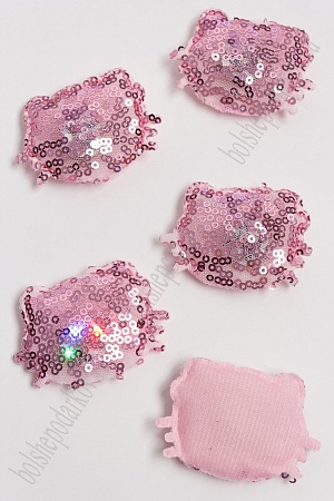 Патч с пайетками &quot;Котёнок&quot; 5*4,2 см (5 шт) SF-3165, розовый