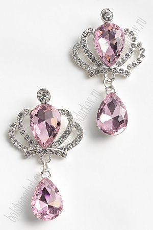 Серединка ювелирная с подвеской (2 шт) SF-5970, серебро/светло-розовый №13