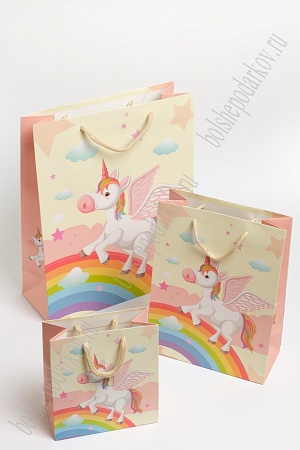 Пакет &quot;Единорог&quot; 14*15*7 см (12 шт) SF-7106, желтый (NPA050)