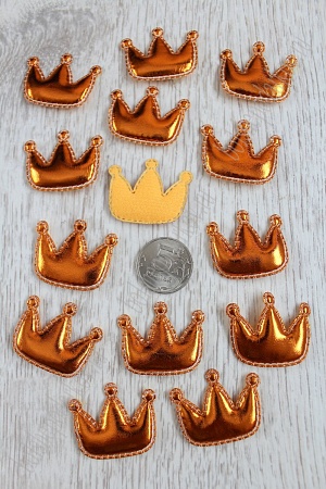 Патч 3D, кожзам &quot;Корона&quot; 3,5*3 см (20 шт) SF-1541, оранжевый