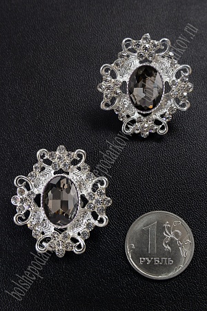 Серединка ювелирная (2 шт) SF-5794, серебро/графитовый №4