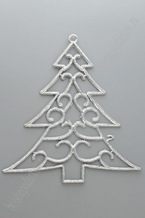 Новогоднее украшение с блестками 25*22 см &quot;Елочка&quot; (SF-1705) серебро