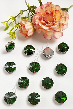 Стразы пришивные 16 мм &quot;Круг&quot; (20 шт) SF-3704, зеленый №6