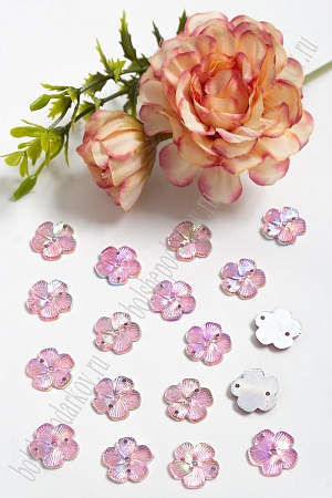 Стразы &quot;Цветок&quot; 15 мм (100 шт) SF-804, розовый радужный