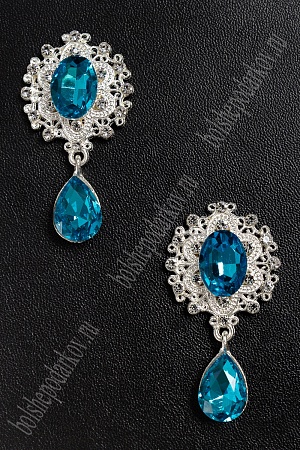 Серединка ювелирная с подвеской (2 шт) SF-4482, серебро/голубой №15