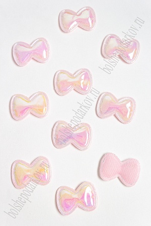 Патч глянец &quot;Бантик&quot; 3,5*2,5 см (10 шт) SF-2972, светло-розовый хамелеон