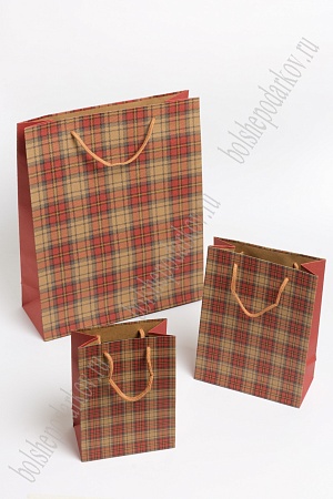 Пакет крафтовый с рисунком &quot;Клетка&quot; 15*20*7 см (12 шт) SF-7170, №4