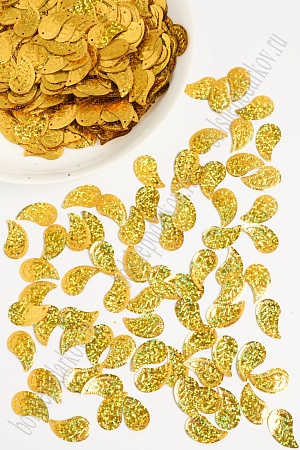 Пайетки &quot;Листочки&quot; 14*25 мм/500 гр (SF-1133) золотой