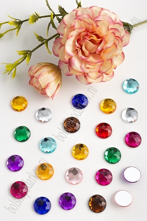 Стразы граненые 12 мм, круглые (1000 шт) SF-1592, ассорти