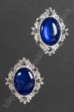 Серединка ювелирная (2 шт) SF-5952, серебро/синий №5