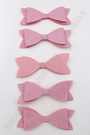 Патч с блестками 10*3 см &quot;Бантик&quot; (10 шт) SF-1873, светло-розовый