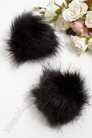 Помпоны меховые, искусственные (2 шт) SF-3954, черный