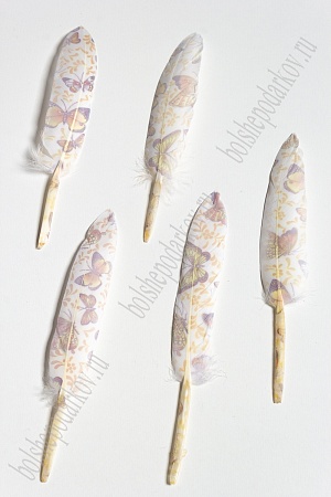 Перья декоративные 15*2,2 см (10 шт) &quot;Бабочки&quot;