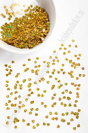 Пайетки &quot;Сердечки&quot; 3 мм*100 гр (SF-6092) золото