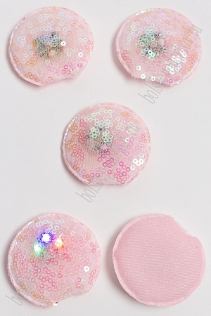 Патч с пайетками &quot;Ушки круглые&quot; 5,5*5 см (5 шт) SF-3165, светло-розовый