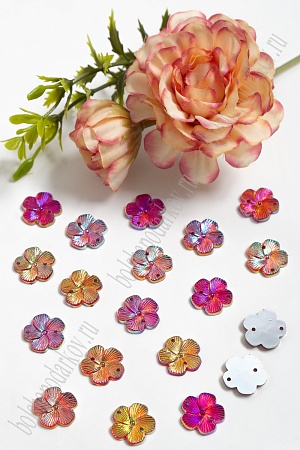 Стразы &quot;Цветок&quot; 15 мм (100 шт) SF-804, красный радужный