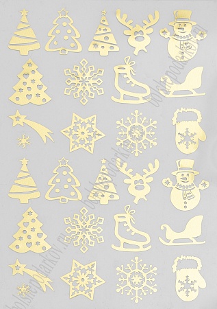 Набор наклеек из термотрансферной пленки &quot;Ассорти&quot; №5, золото