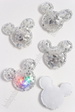 Патч с пайетками &quot;Мультик&quot; 6*5,3 см (5 шт) SF-3165, серебряный