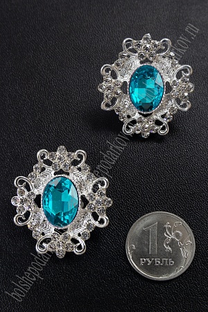 Серединка ювелирная (2 шт) SF-5794, серебро/голубой №15